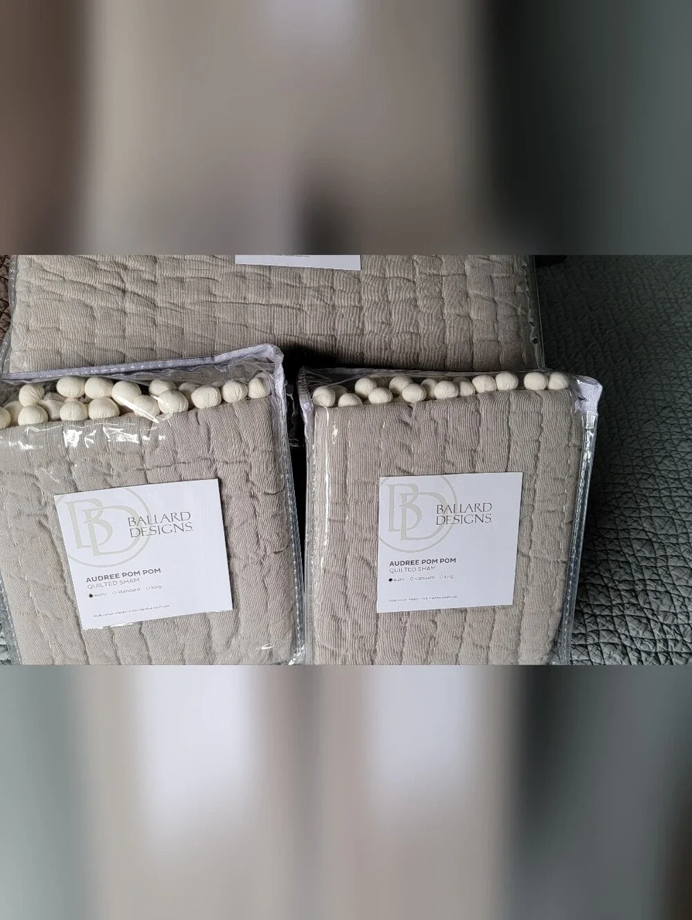 NWT Ballard Designs Audree Pom Pom Quilt King Bedding Set, Quilt+Two Euro Shams
